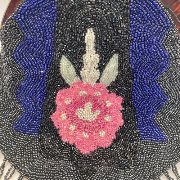 Hand Beaded and Sewn Beaded Bag/Purse wit Tortoise Shell Frame Antique Victorian - Picture 3 of 10